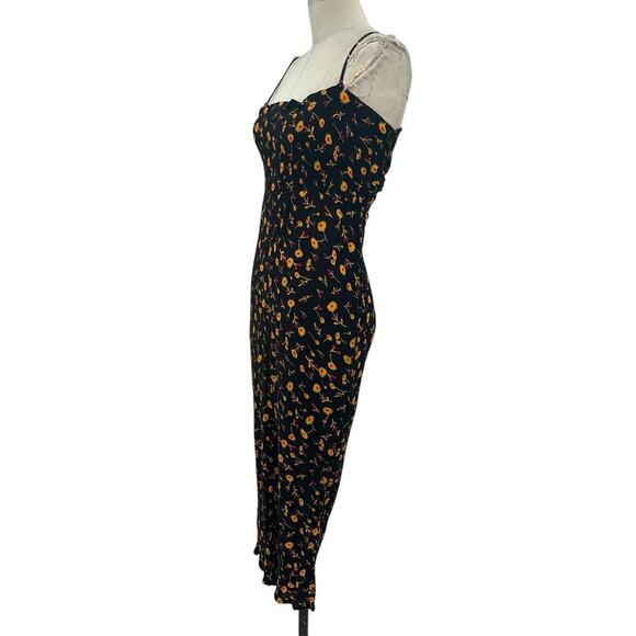 Whistles Aster Floral Textured Jumpsuit Black Yellow Print Size 0 - Picture 5 of 14